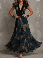 Lucia | Long Vintage Dress with Floral Lace