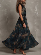 Lucia | Long Vintage Dress with Floral Lace
