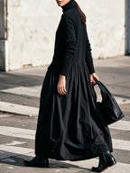 Adeline - High Neck Pocket Detail Oversized Maxi Dress