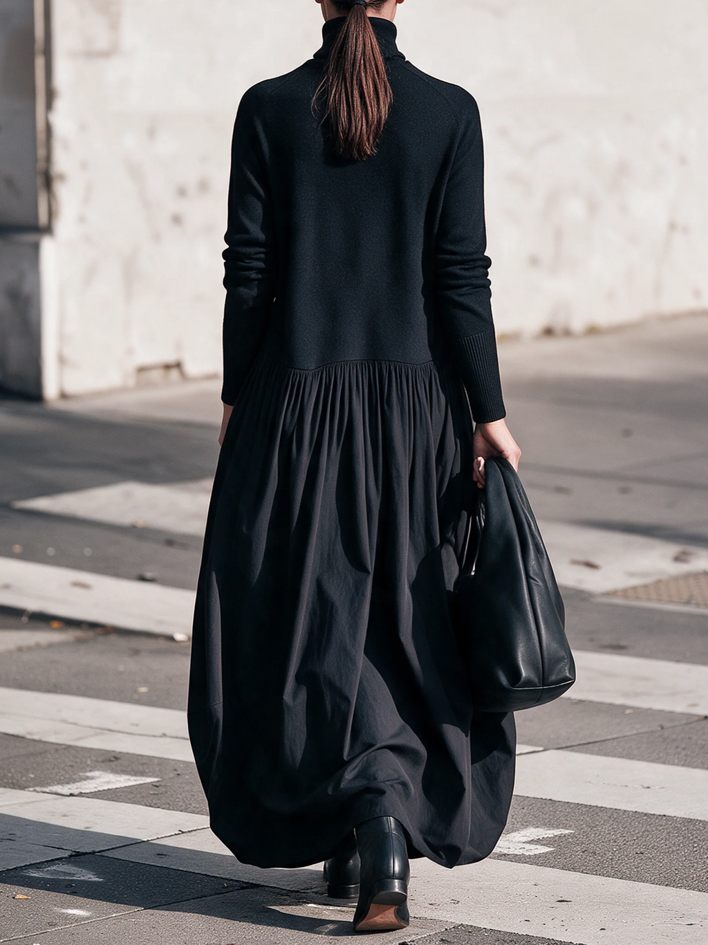 Adeline - High Neck Pocket Detail Oversized Maxi Dress