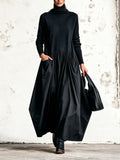 Adeline - High Neck Pocket Detail Oversized Maxi Dress