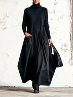 Adeline - High Neck Pocket Detail Oversized Maxi Dress