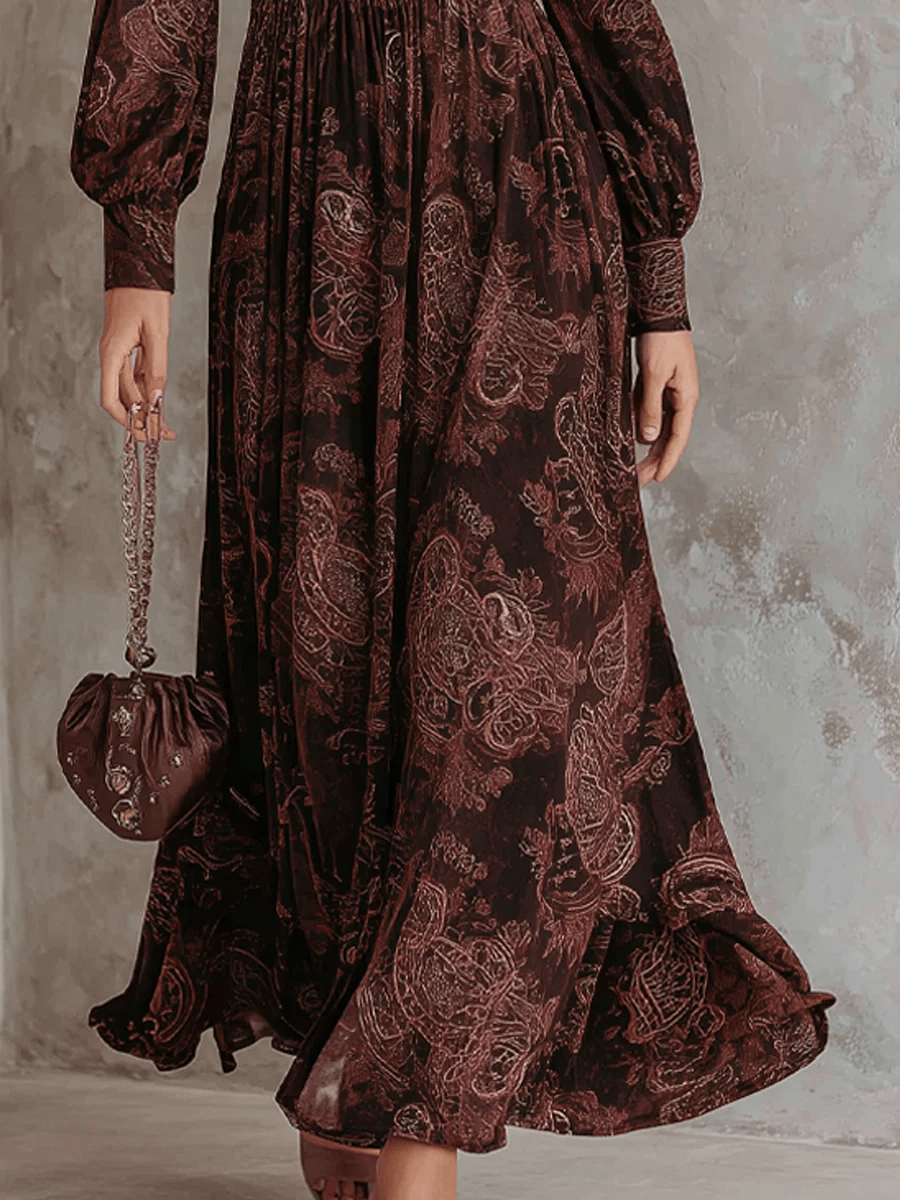 Aurelia - Maxi Dress with Paisley Print and Waist Accent