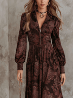 Aurelia - Maxi Dress with Paisley Print and Waist Accent