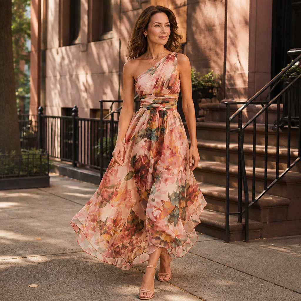 Aura | One-Shoulder Floral Dress