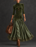 Antonella | Long Dress with Panels and Lace Hem