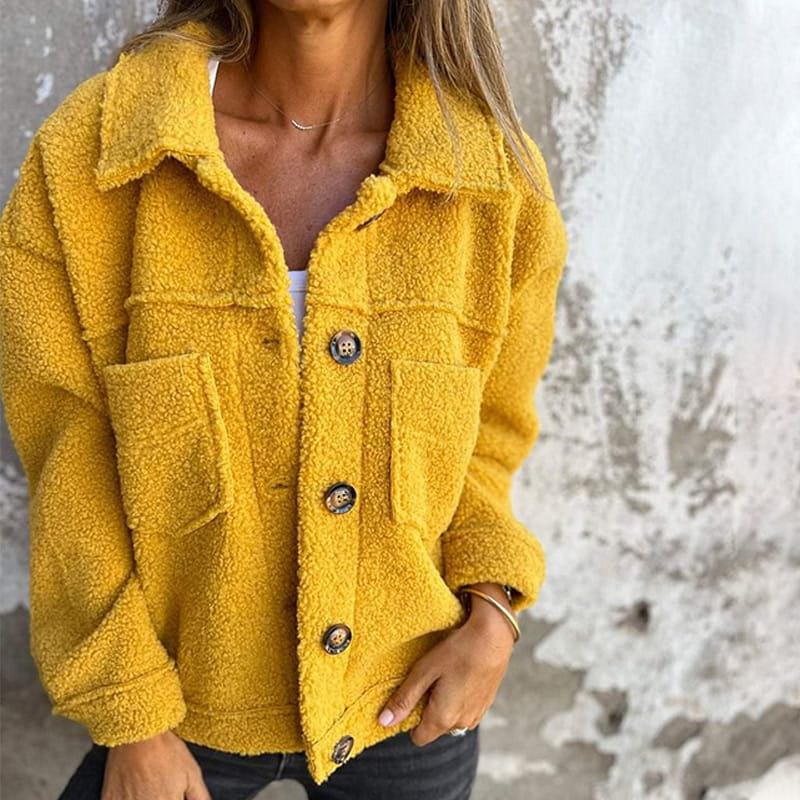 Harriet | Soft Teddy Button Jacket