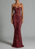 Bordeaux Lace Corset Gown
