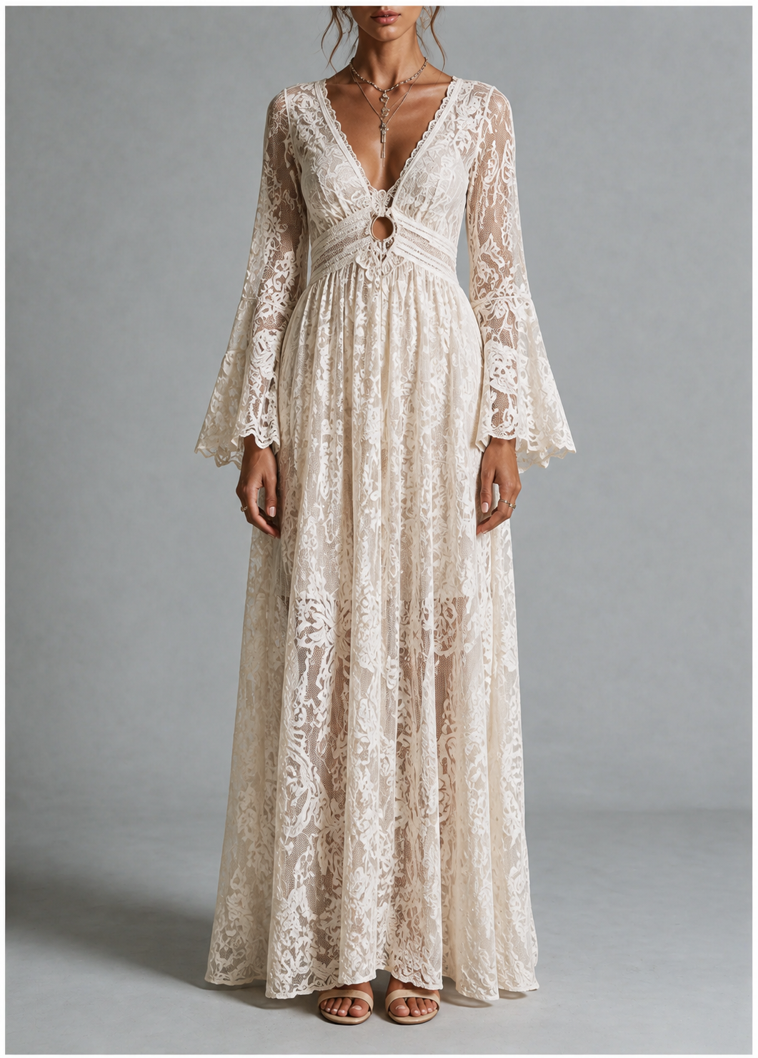 Soleil Lace Bohemian Maxi Dress