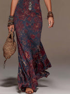 Serena - Retro Lace Halter Neck Floral Fishtail Maxi Dress