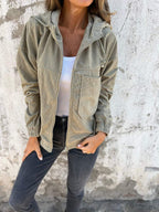 Lauren | Ribbed Zip-Up Hooded Jacket
