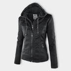 Lucinda | Hooded Moto Jacket with Removable Hood