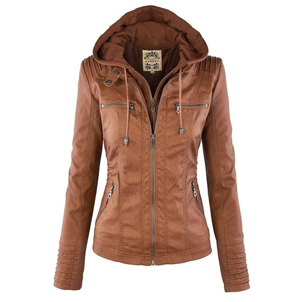 Lucinda | Hooded Moto Jacket with Removable Hood